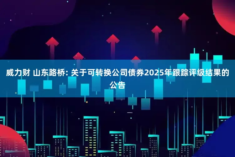 威力财 山东路桥: 关于可转换公司债券2025年跟踪评级结果的公告
